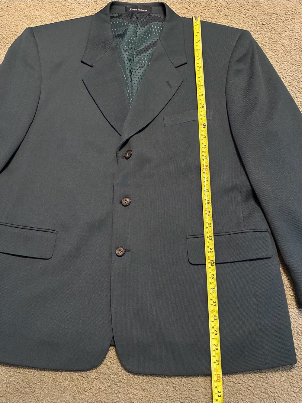 Florenzi Stylish 2 Piece Suit Men’s 46R 40x32 Green 3 Button Blazer Classic - Picture 4 of 16